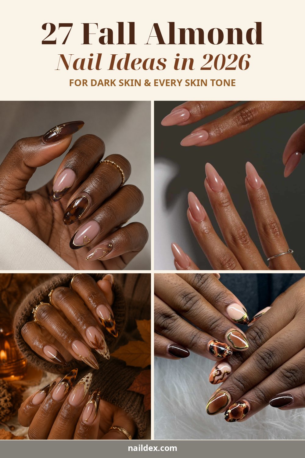 27 Fall Almond Nail Ideas in 2026 pin image with featured designs