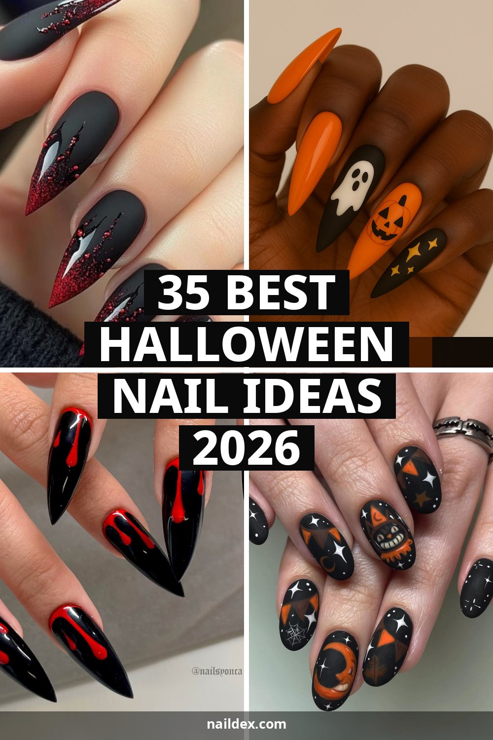 35 Halloween Nail Ideas in 2026 pin image with featured designs